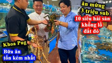 Khoa Pug Chơi Lớn Cầm 20 Triệu Ăn Mừng 3 Triệu Sub – King Crab, Tôm Hùm Alaska, Ốc Vòi Voi Khổng Lồ!