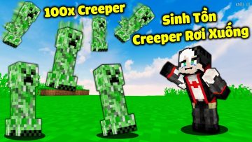 REDHOOD THỬ THÁCH 24 GIỜ SINH TỒN KHI MINECRAFT TOÀN CREEPER*1 NGÀY MỀU SỐNG CHUNG VỚI CREEPER MC