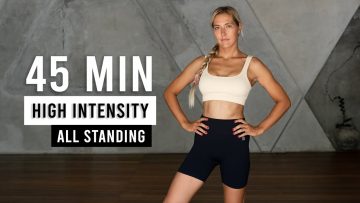 45 MIN ALL STANDING HIIT CARDIO Workout (No Equipment, No Repeat, Home Workout)